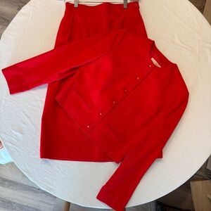 Elegant and Classic Pendleton Vintage Women's 100% Wool Red Suit Skirt Set Small